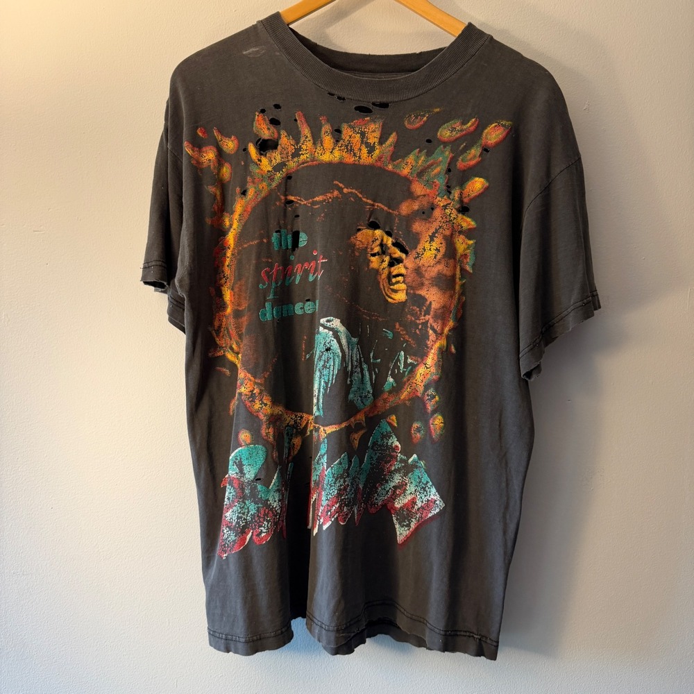 Vintage Bob Marley The Spirit Dancer T Shirt Thrashed Rap Tee Black XL